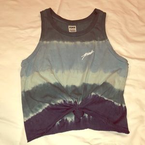 PINK Tie dye blue muscle tank